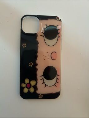 Stylish Black & Pink Cartoon Eye Floral Phone Case